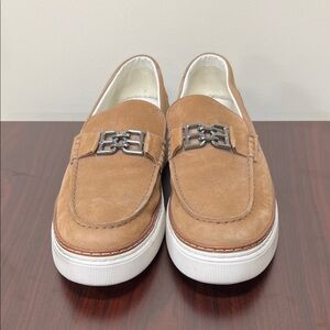 Bally Brown Suede Loafers with Silver Detail